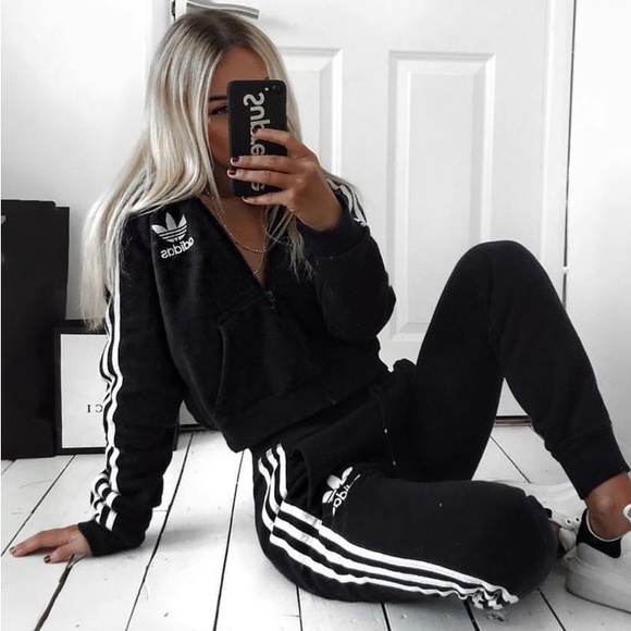 adidas Pants - Adidas hoodie and leggings matching set in white and GRAY